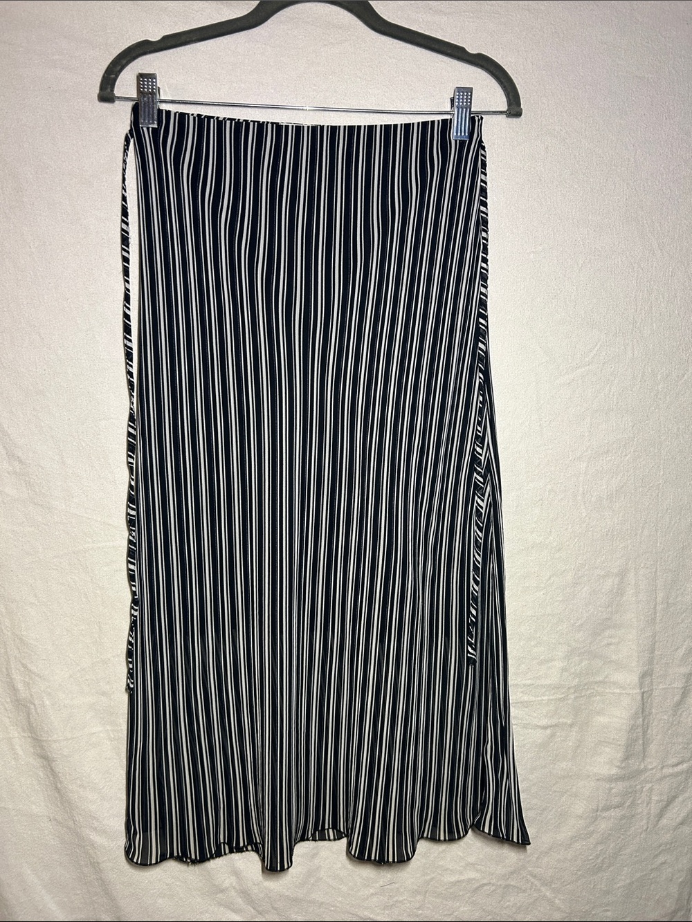 “Specchio” Striped Black and White Midi Skirt